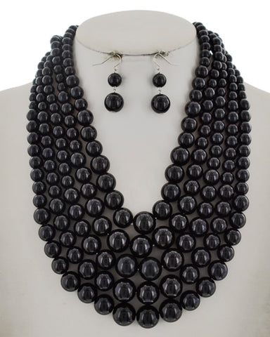 Onyx Pearl Necklace Set