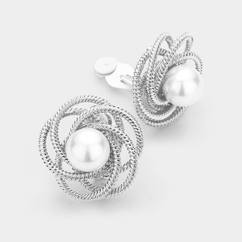 Pearl Swirl clip on earrings