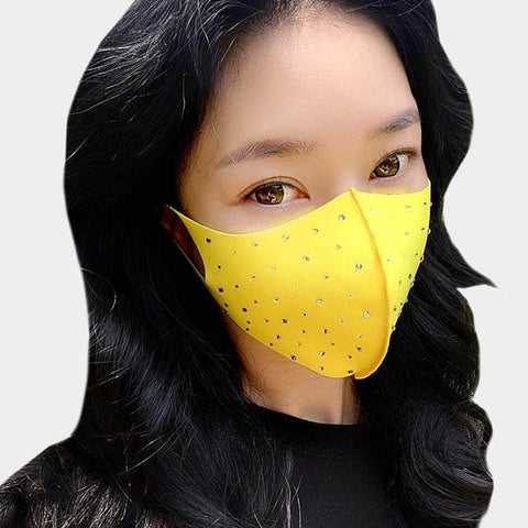 Yellow Face Mask with Rhinestones