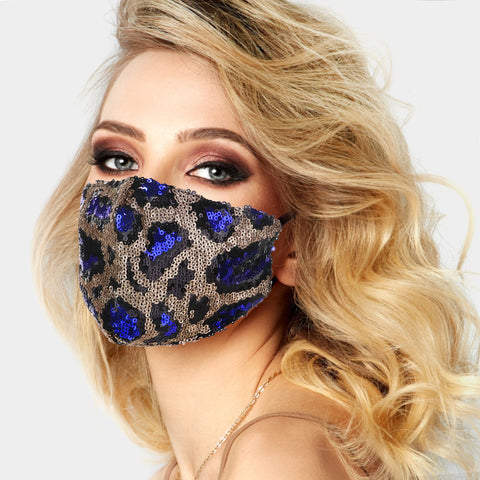 Animal Print Royal Blue Face Mask