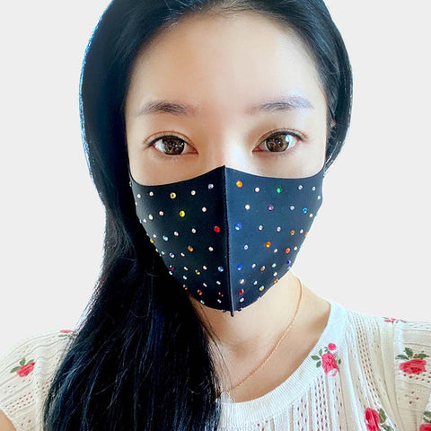 Black Mask with Multi Color Rhinestones