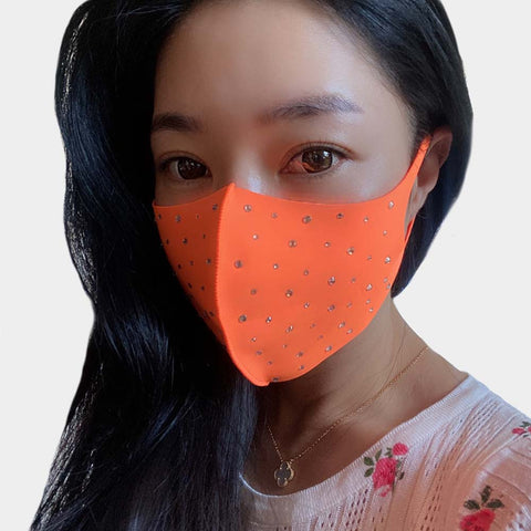 Orange Face Mask with Rhinestones