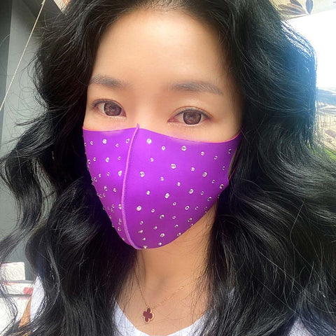 Purple Face Mask with Rhinestones
