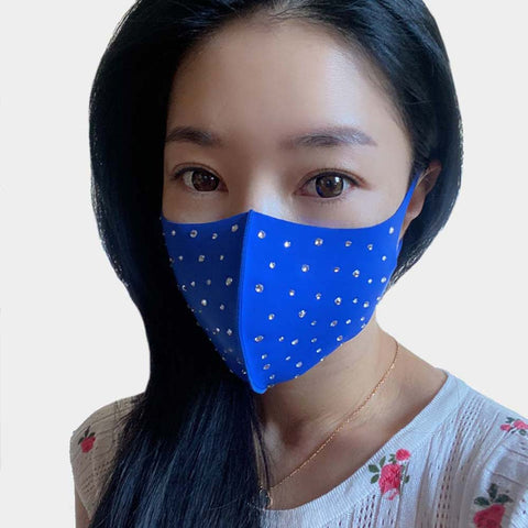 Blue Face Mask with Rhinestones