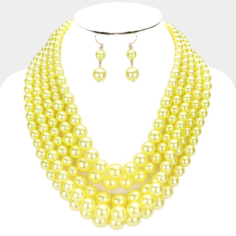 Sunshine Pearl Layer Necklace Set