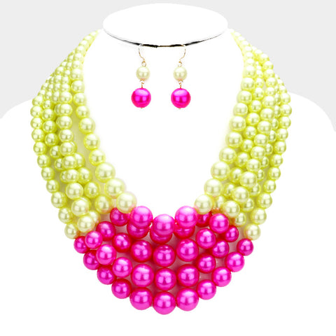 Paula Pearl Layer Lime/Pink Combo