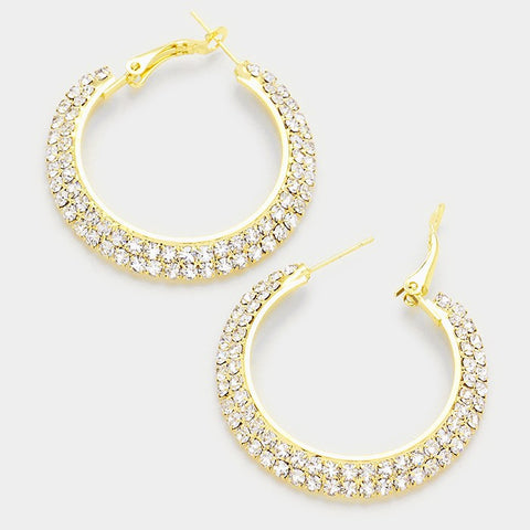 Crystal Rhinestone Hoop Earrings