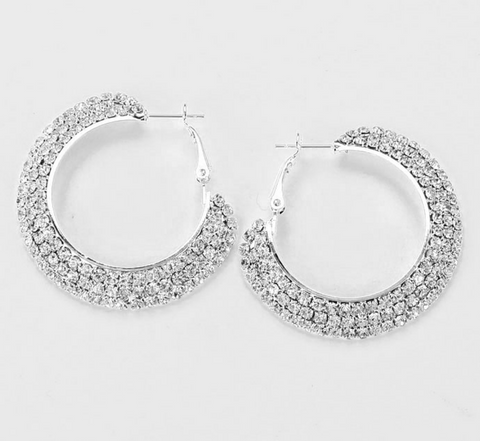 Crystal rhinestone hoop earrings