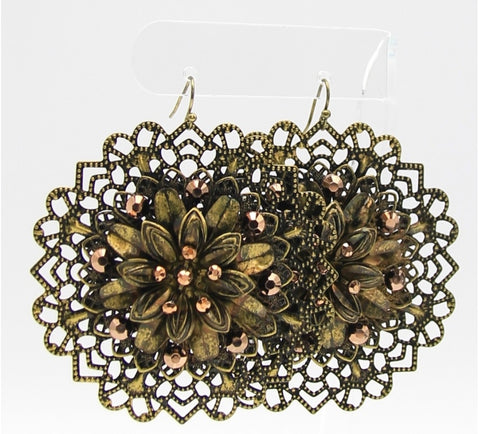 Metal Statement Flower Earrings