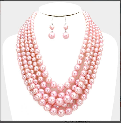 "Paula" Rose Pearl Necklace Set